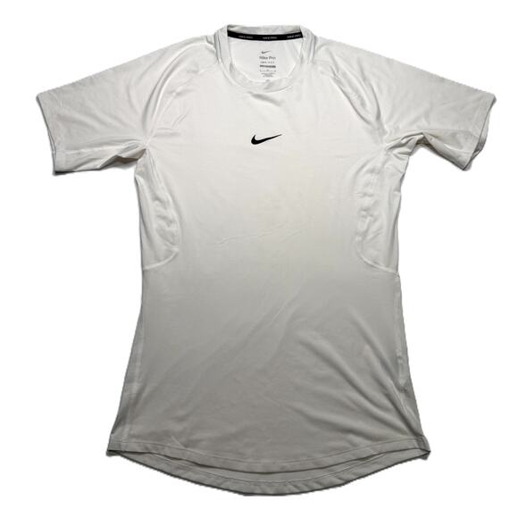 Nike Pro Dri-Fit  Women short sleeve top Off White L - Picture 1 of 8